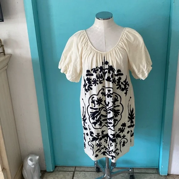 Free People. | Dresses | Free People Fiona Embroidered Puff Sleeve  Minidresscover Upmade Of 0 Cotton | Poshmark
